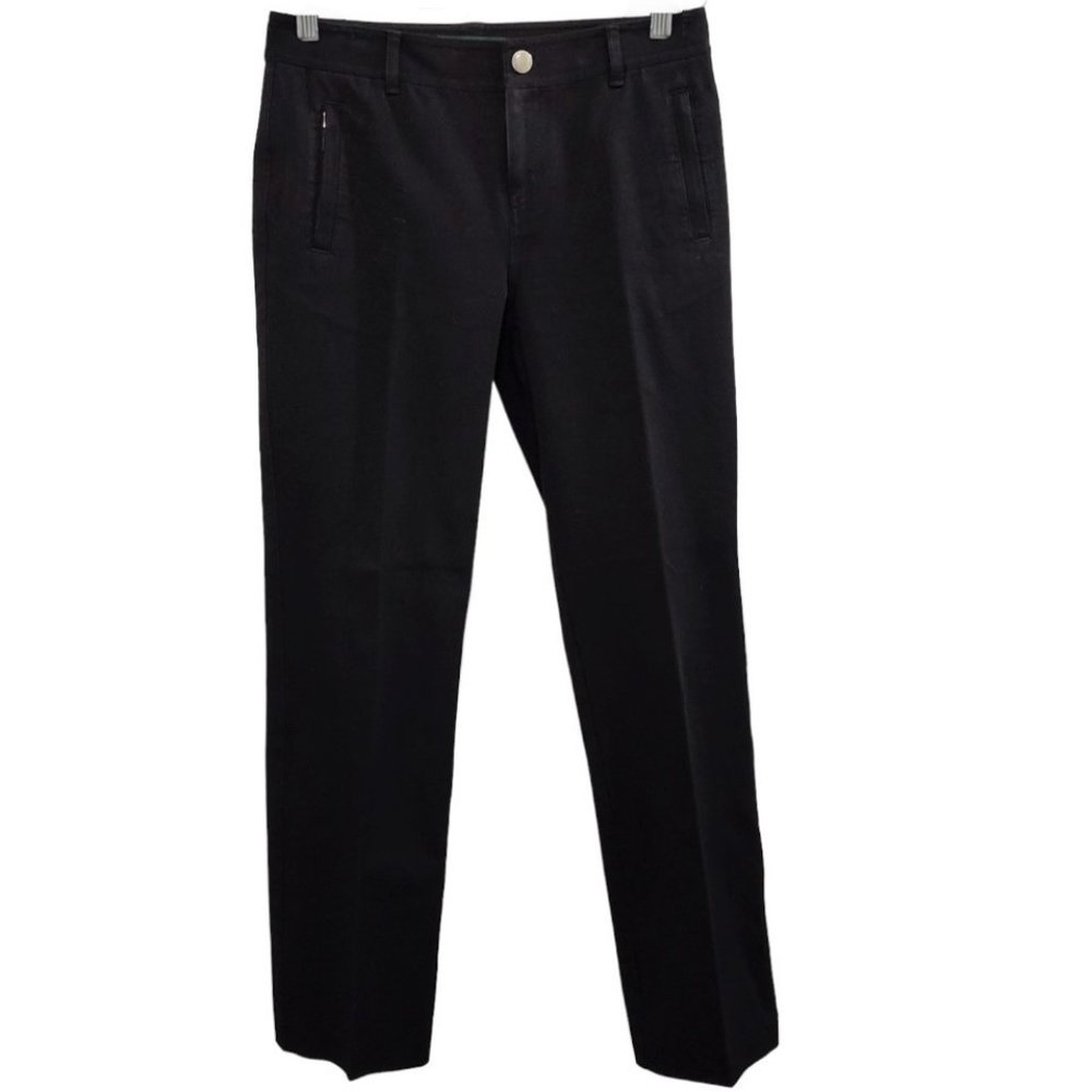 Lauren Ralph Lauren Black Cotton Stretch Denim Zip Pockets Straight Leg Pant 2P
